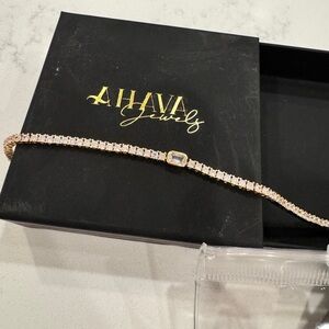 NEW Ahava Jewels CZ Gold Plated Tennis Bracelet